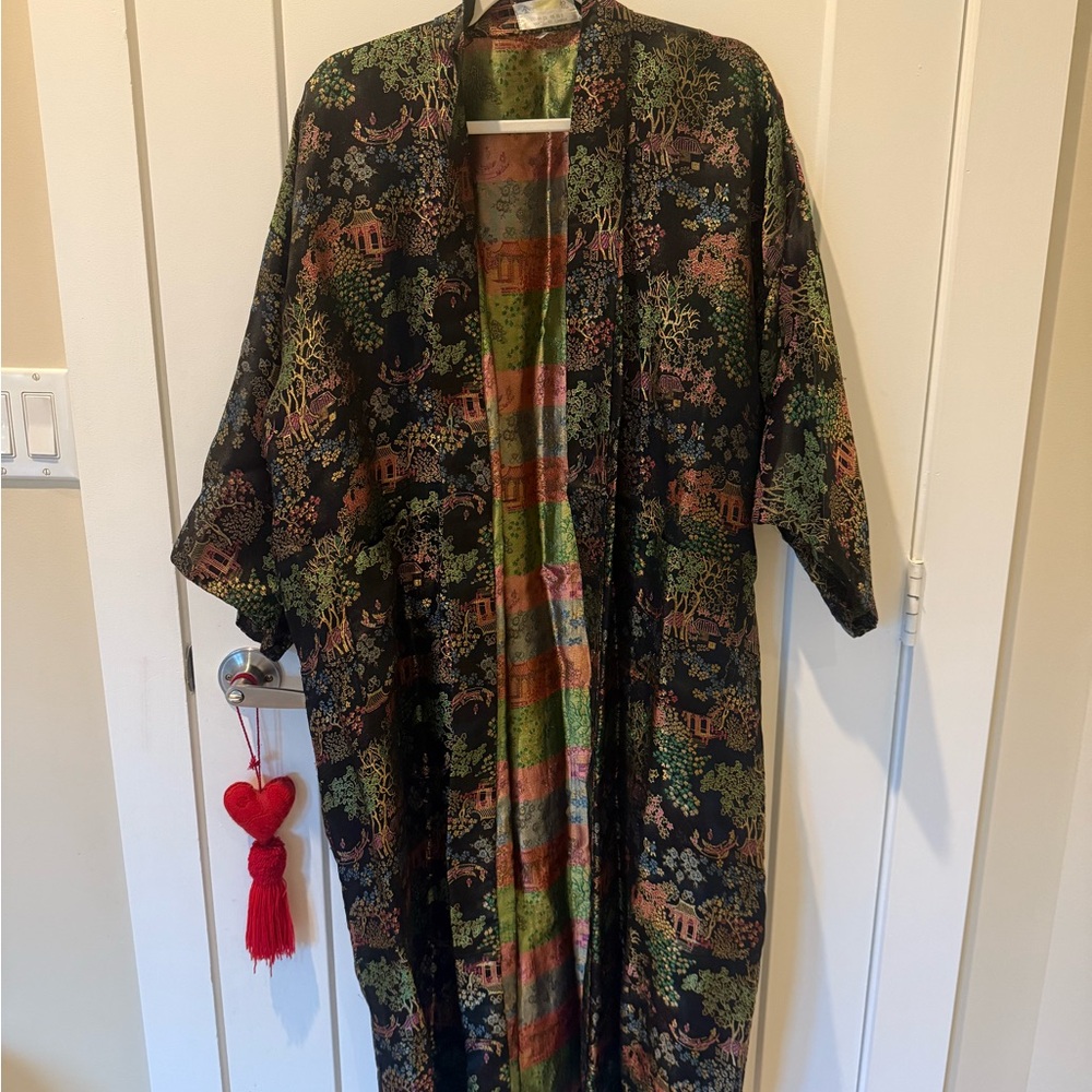Vintage Black and Green Cape Jacket